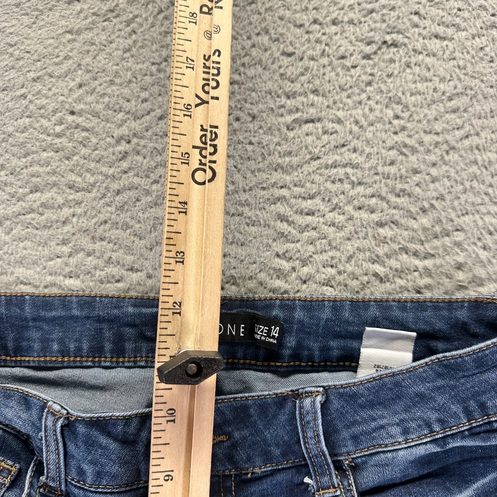 One5One Jeans Women's 14 Blue Cotton Denim Skinny Faded Workwear Travel Stretch - Picture 4 of 10